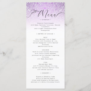 Placa do menu do Casamento tema damasco rosa