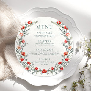 Placa do menu redondo rosa vermelha