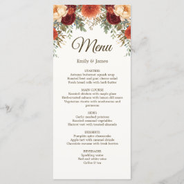 Placa do menu Rustic Casamento outono | Rosas de B