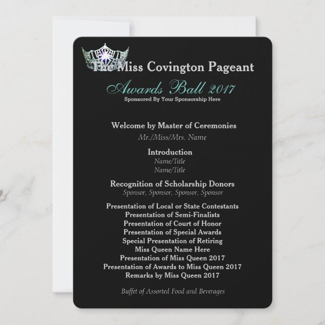 Placa do Programa de Bola de Prêmios Teais da Miss (Frente)