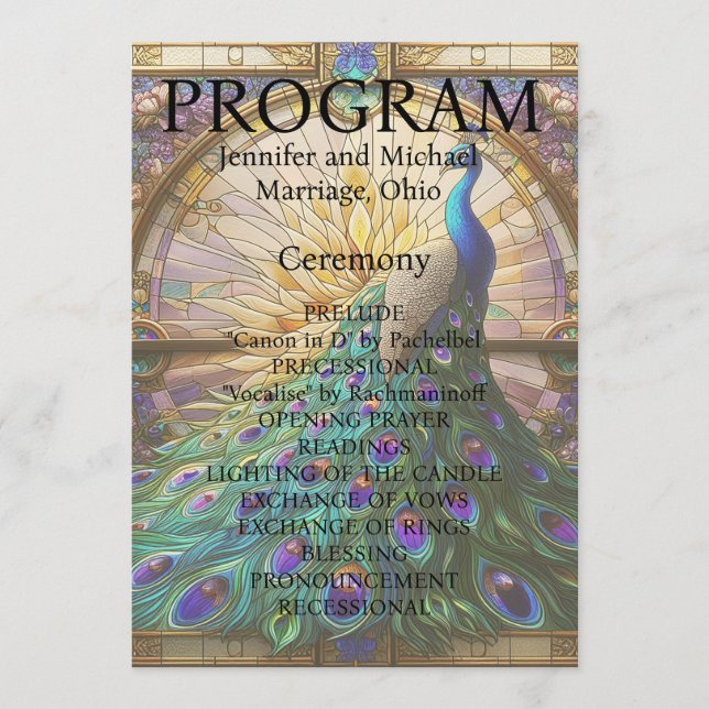 Placa do Programa de Vidro de Casamento de Peacock (Frente)