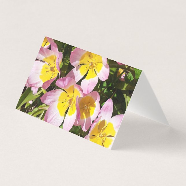 Placa dobrada de flores rosa e amarela (Frente)