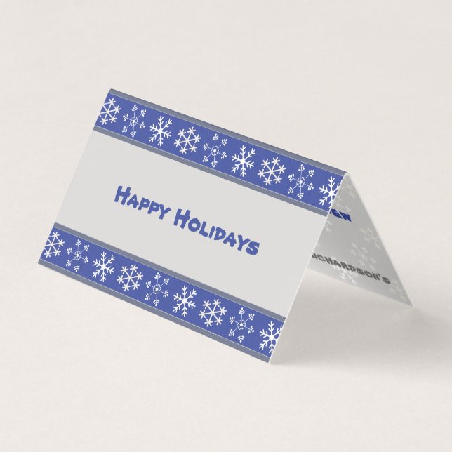 Placa dobrada em flocos de neve azul e branco #Hol (Frente)