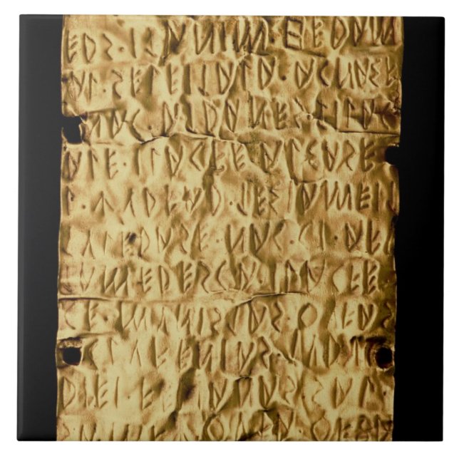 Placa Dourado com inscrição "longa" de Etruscan (Frente)
