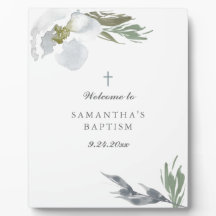 Dusty Blue Florals Greenery Baptism