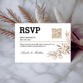 Placa elegante de código QR RSVP I de Casamento Fl
