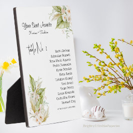 Placa Elegante Floral Seu Assento Aguarde Mesa De Casame