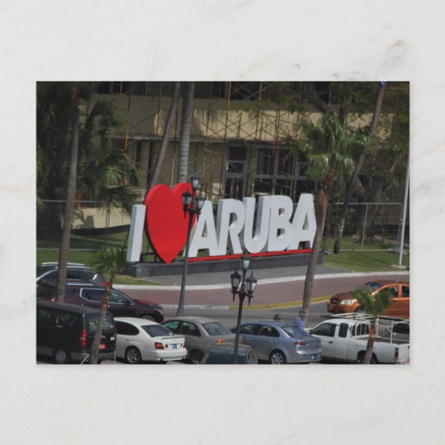 placa "Eu Amo Aruba", Fotografia, Cartão postal (Frente)