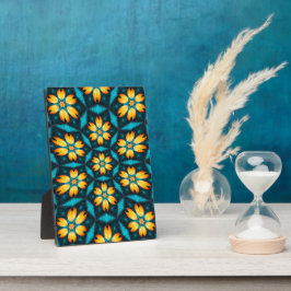 Placa Flores Abstrato amarelas