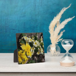 Placa Flores brancas e amarelas do jardim