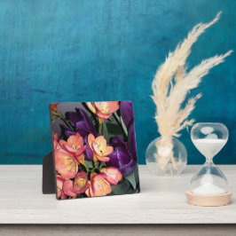 Placa Flores laranja e púrpura