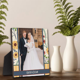 Placa Foto personalizada de faixa amarela preto daisy St