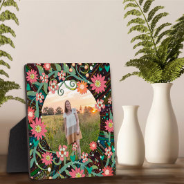 Placa Foto Simples Foral Cuta Personalizada