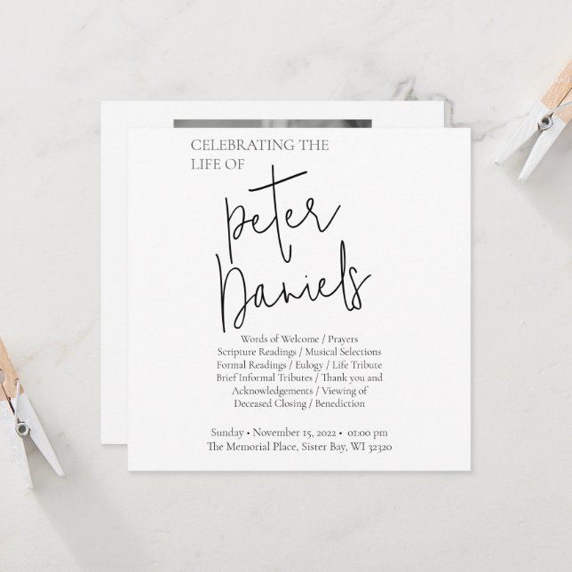 Placa Funeral de Fotografia do Script Branco e Pre (Frente/Verso In Situ)