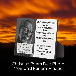 Placa Funeral Memorial do Pai Poem Cristão