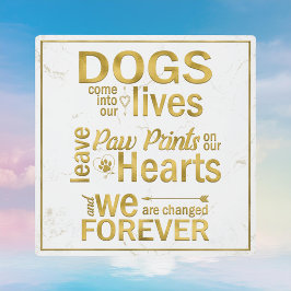 Placa Impressões de Patas de Cachorro em Nossos Corações