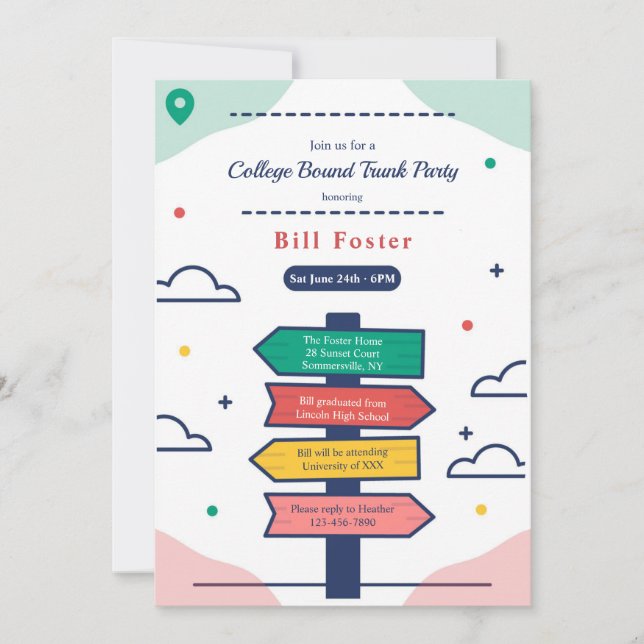 Placa Indicativa de Direção Convite para a Faculda (Frente)