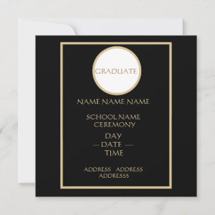 PLACA INSERIDA DE GRADUAÇÃO PRETA E DOURADA