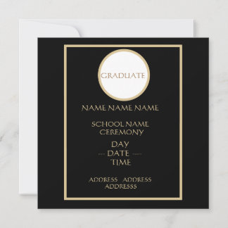 PLACA INSERIDA DE GRADUAÇÃO PRETA E DOURADA