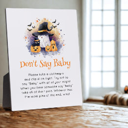 Placa Jogo de Chá de fraldas do Halloween 'Don't Say Bab