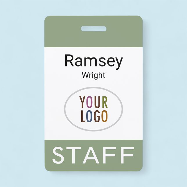 Placa lateral do clipe do Crachá do Nome de etique (MISOOK Sage Green Badge with Logo)
