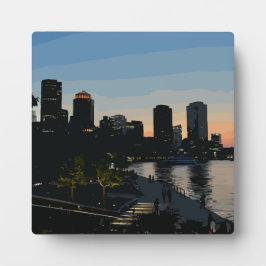 Placa Linha Skyline da Cidade Sunset do Porto de Boston