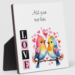Placa Lovebirds romantic custom text valentine pink