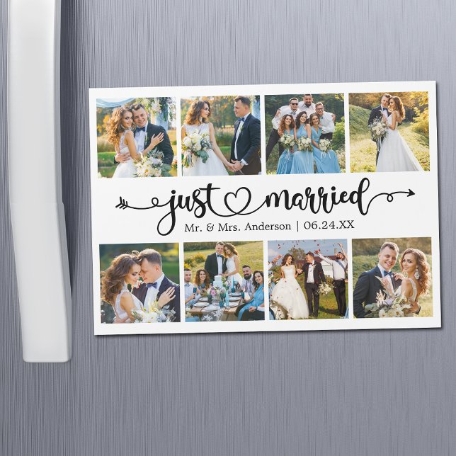 Placa Magnet do Recem casados Fotográfico Calliogr (Customize to change your personalized text size or text style.)