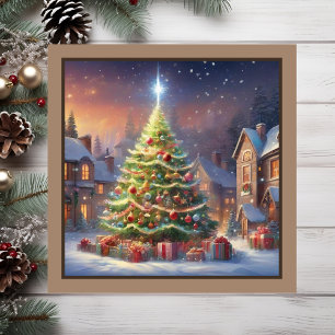 Placa Magnética de Árvore de Natal da Vila