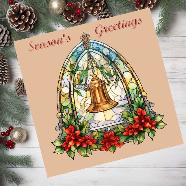 Placa Magnética de Vidro Estreitado (Stained glass Christmas bell card.)