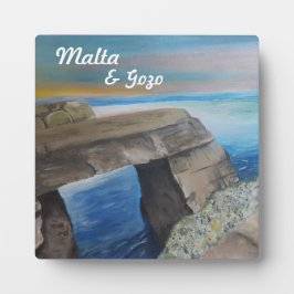Placa Malta e Gozo Souvenir Tabletop Plaque com Easel