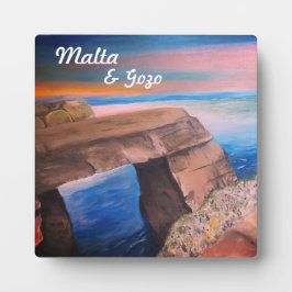 Placa Malta e Gozo Souvenir Tabletop Plaque com Easel