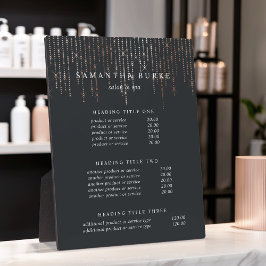 Placa Marquee rosa Dourado | Apresentação de preços e se