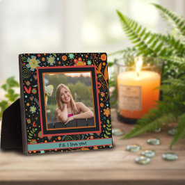 Placa Mensagem de Amor Personalizado de Foto Foral em Cu