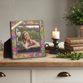 Placa Mensagem de Foto de Corações de Amor Floral Divert