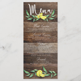 PLACA MENU | Casamento Rustic Wood Lemon Watercolo