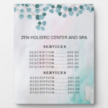 Menu Preço dos Serviços do Teal Eucalyptus Spa Sal