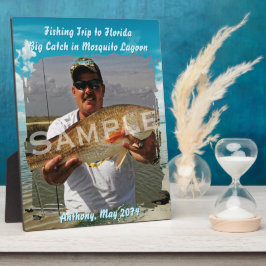 Placa Moldura de Foto de Pé com Tema de Pesca Laguna Céu