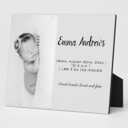 Placa Nascimento Personalizado do Nome da Foto do Bebê 