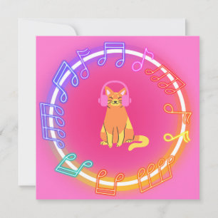 Placa Neon Music Cat