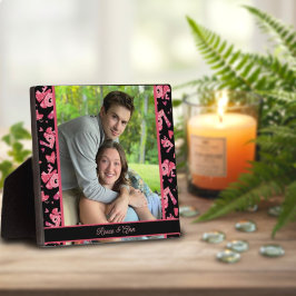 Placa Nomes Personalizados de Foto do Coração de Amor