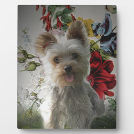 Placa Ofertas de pintura de fotos para Yorkie e Rosa
