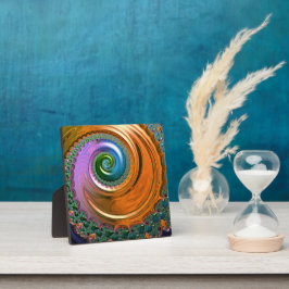 Placa Orange Mandelbrot Swirl Tabletop Plaque com Easel