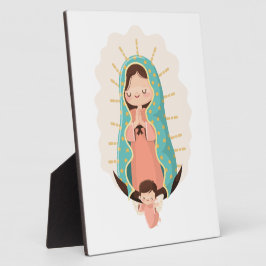 Placa Our Lady of Guadalupe with angel Kawaii Style