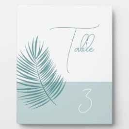 Placa Palms Aqua Table Number ・ Sinal Costeiro Moderno