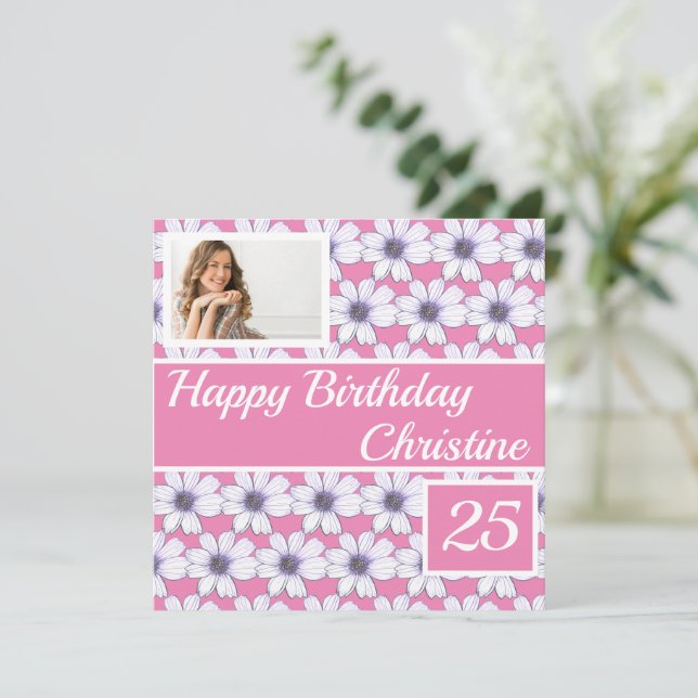 Placa Personalizada de design Floral Feliz Anivers (Em pé/Frente)