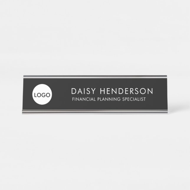 Placa Personalizada para Mesa de Executivo com Log (Frente)
