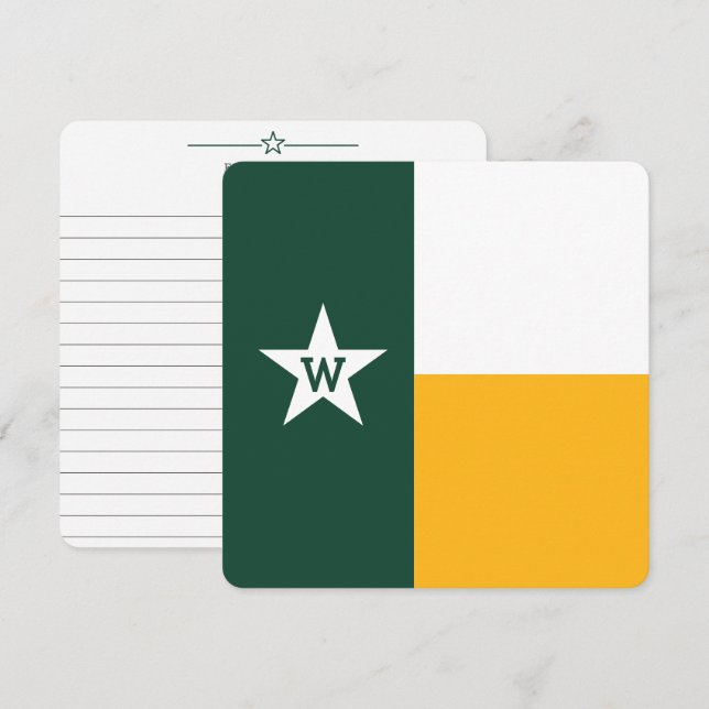Placa Plana Bear Green e Dourada do Texas Flag (Frente/Verso)