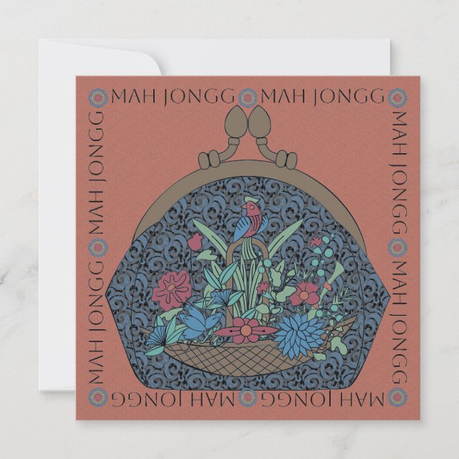 Placa plana com bolsa de flores Mah Jongg (Frente)