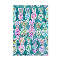 Placa plana de ananás de ananás com aquarela triba